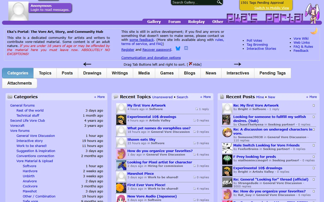 Screenshot of Aryion